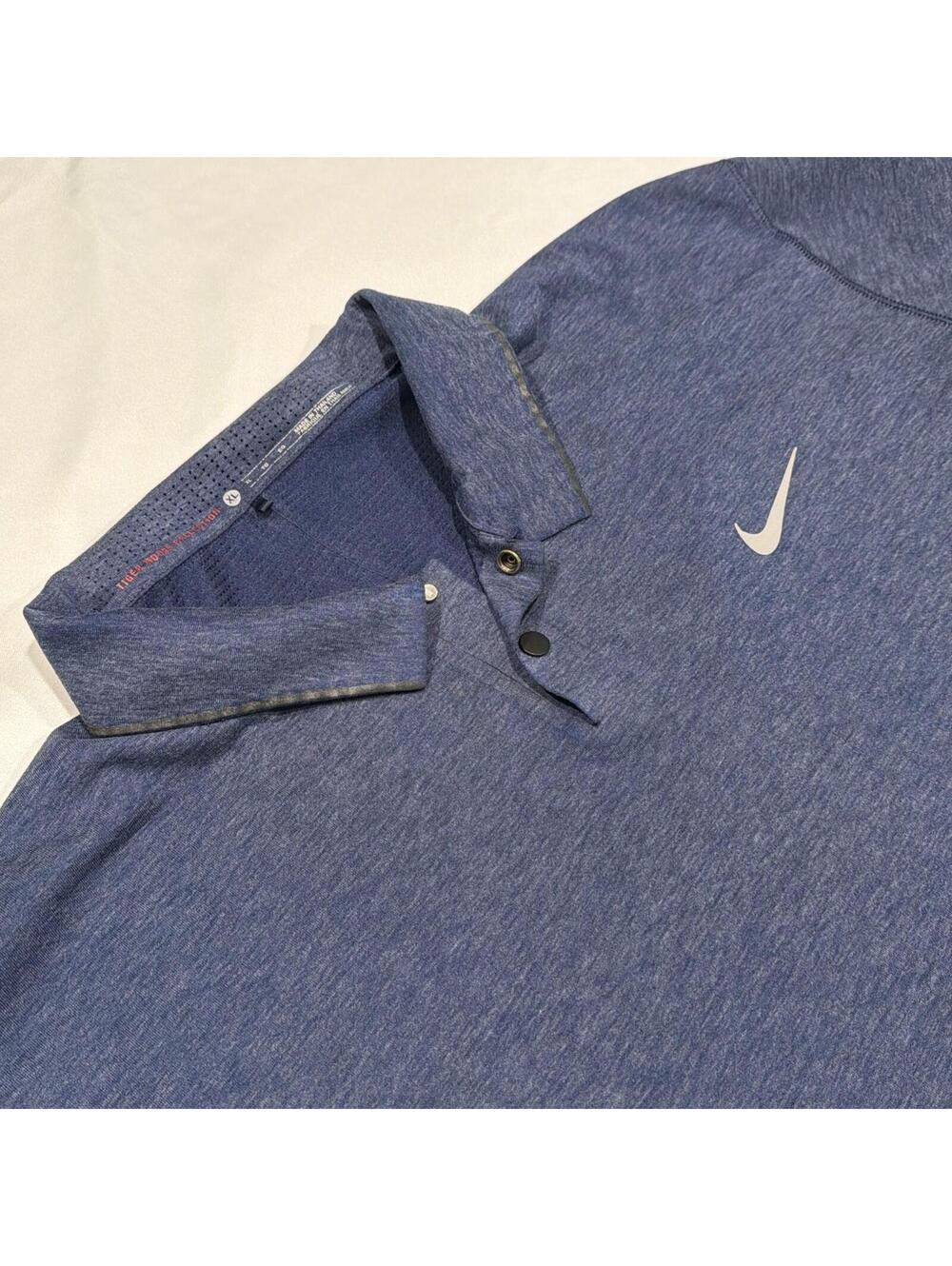 Nike Tiger Woods Collection Golf Polo Shirt Mens XL Blue Dri-Fit Heathered